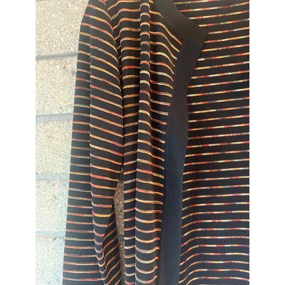 Exclusively Misook Petite Striped Open Cardigan XXS Black Multicolor Acrylic - Picture 3 of 8